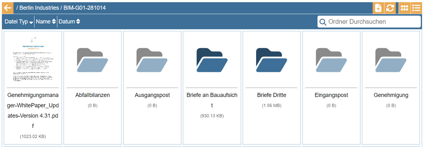 Darstellung Dokumente der Genehmigung