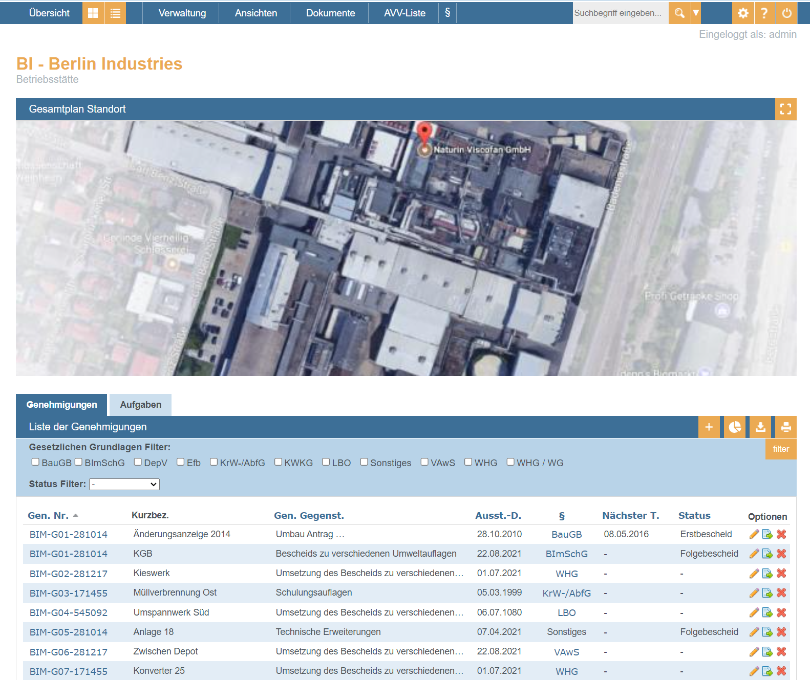 Ansicht einzelner Betriebsstätte