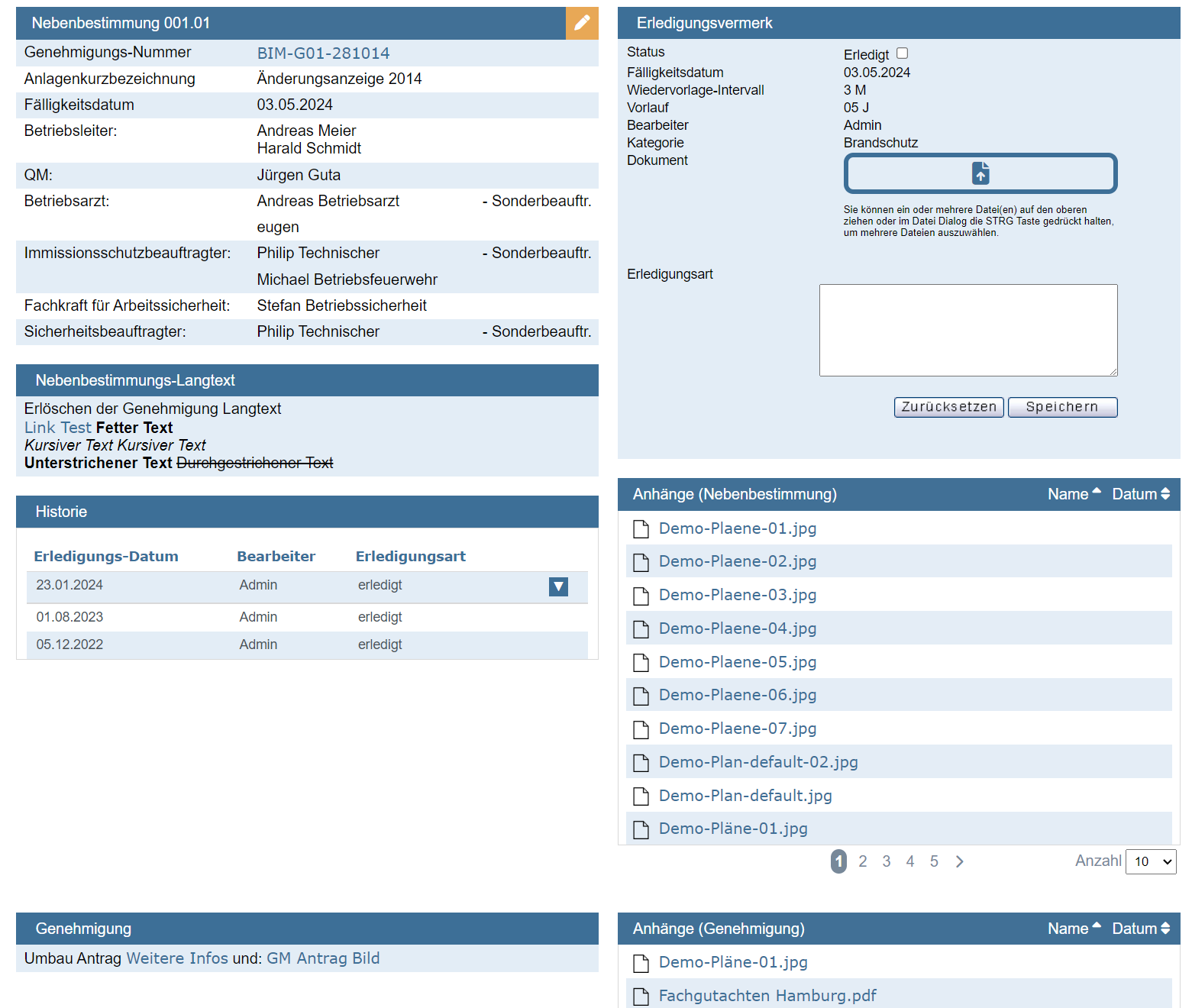 Darstellung Nebenbestimmung