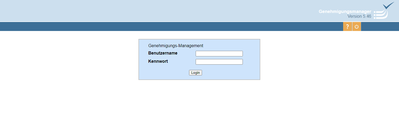 Darstellung Login Maske