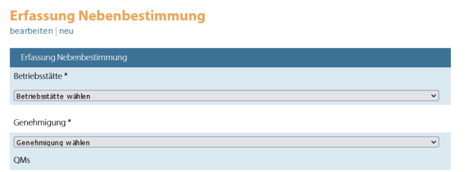 Verwaltung Nebenbestimmungen